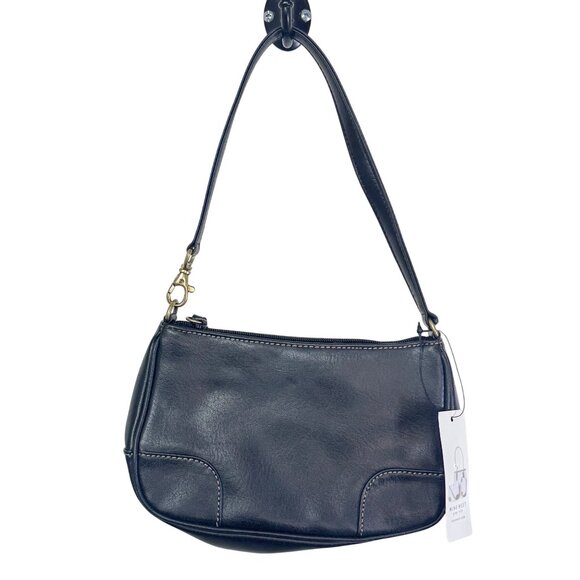 Nine West Y2K Shoulder Bag Prep Rally Small Black Faux Leather Handbag - Picture 1 of 11